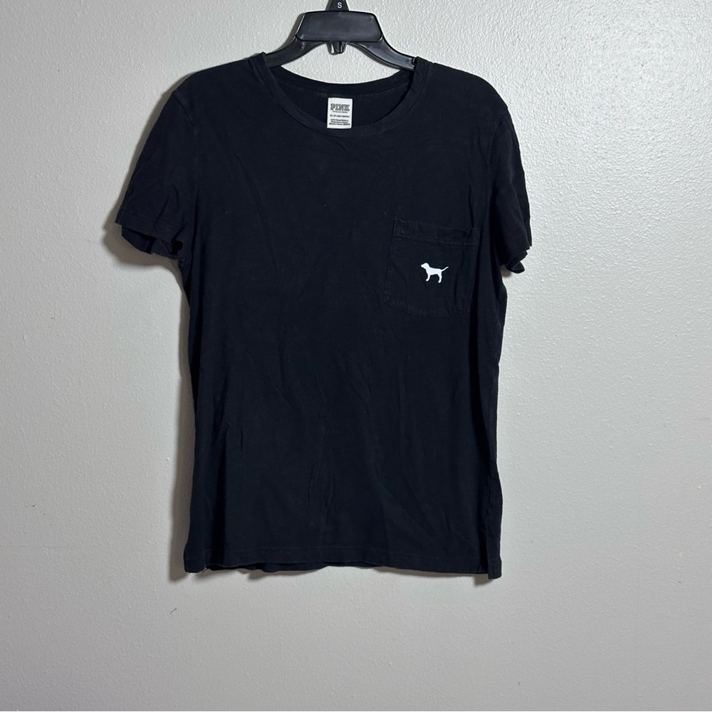 PINK Victoria’s Secret Women Black Love Pink Casual‎ T-Shirt size XS.